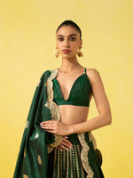 Handwoven Green Silk Lehenga