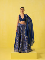 Handwoven Blue Silk Lehenga