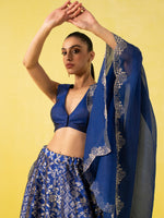Handwoven Blue Silk Lehenga