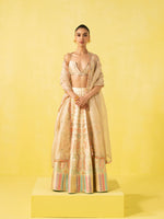 Handwoven Off White Silk Lehenga