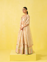 Handwoven Off White Silk Lehenga