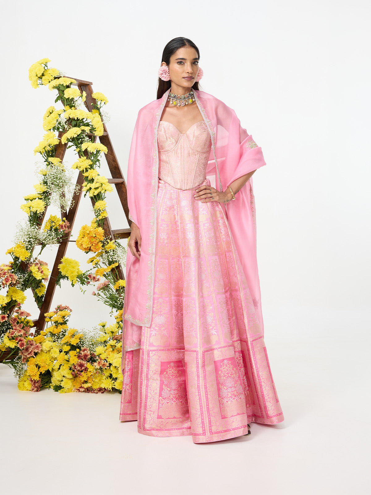 Handwoven Dusty Rose Banarasi Lehenga