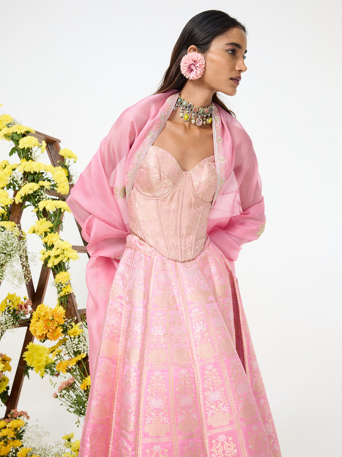 Handwoven Dusty Rose Banarasi Lehenga
