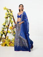 Handwoven Navy Blue Banarasi Lehenga