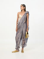 Handwoven Dusty Mauve Embroidered Tissue Saree