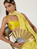 Handwoven Mustard Yellow Chiffon Saree