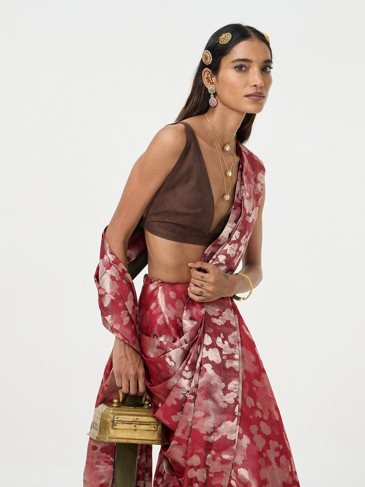 Handwoven Deep Red Tissue Saree