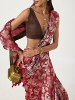 Handwoven Deep Red Tissue Saree
