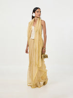 Handwoven Mustard Embroidered Tissue Saree