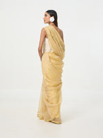 Handwoven Mustard Embroidered Tissue Saree