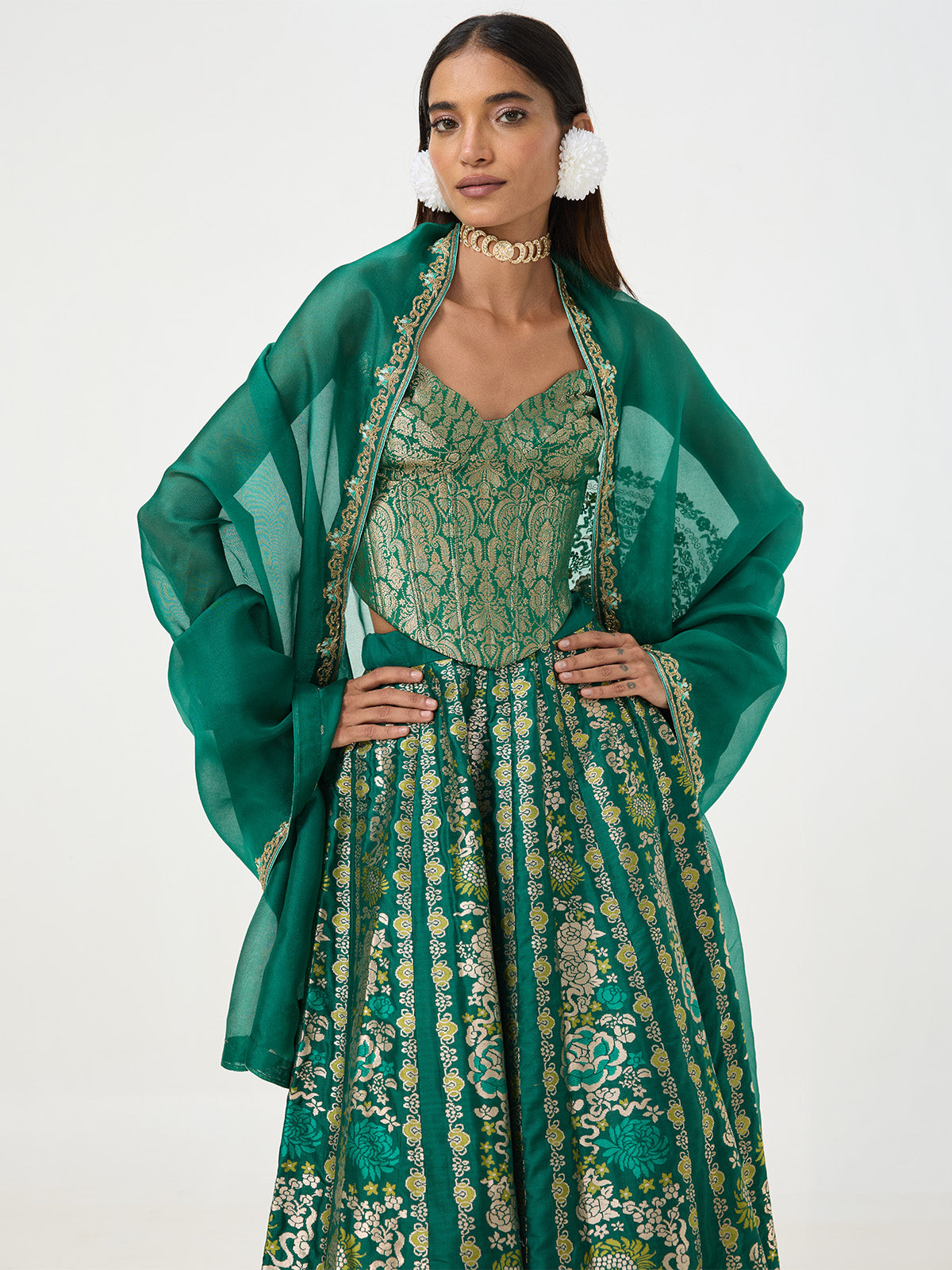 Handwoven Bottle Green Corset