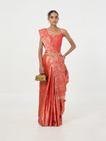 Handwoven Rust Orange Tissue Saree