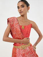 Handwoven Rust Orange Tissue Saree