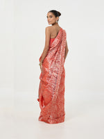 Handwoven Rust Orange Tissue Saree