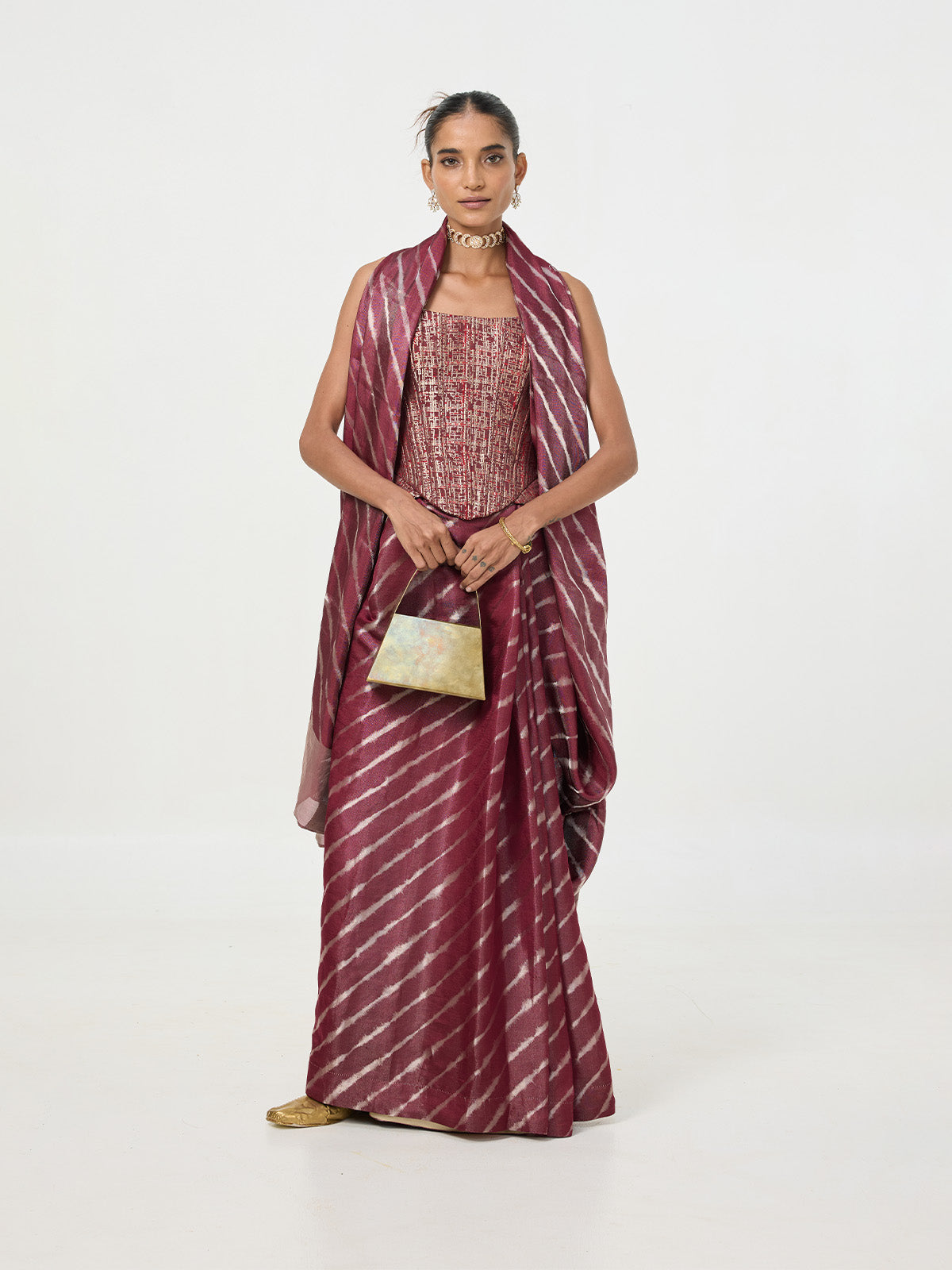 Handwoven Maroon Cutwork Banarasi Silk Saree