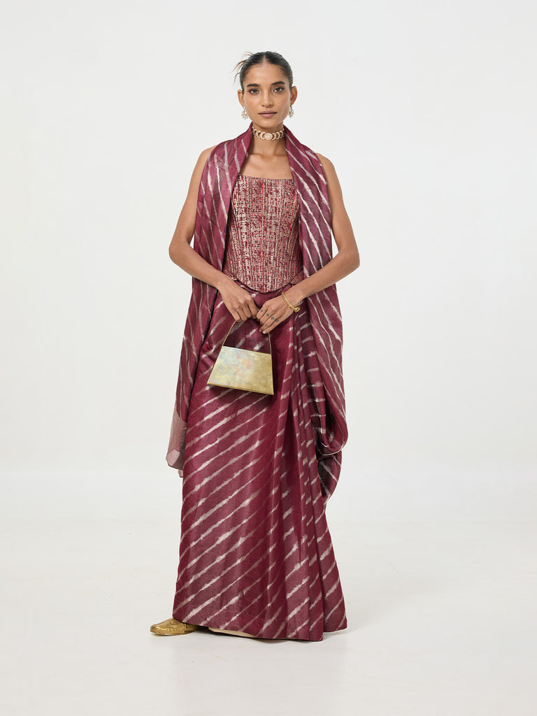 Handwoven Maroon Cutwork Banarasi Silk Saree