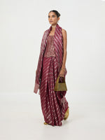 Handwoven Maroon Cutwork Banarasi Silk Saree