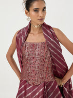 Handwoven Maroon Cutwork Banarasi Silk Saree