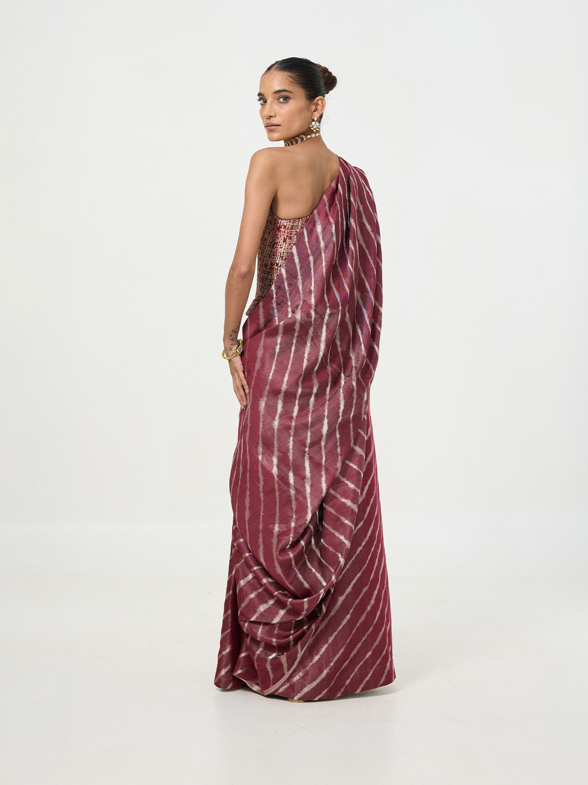 Handwoven Maroon Cutwork Banarasi Silk Saree