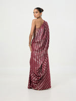 Handwoven Maroon Cutwork Banarasi Silk Saree