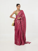 Handwoven Maroon Tissue Saree