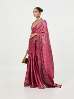 Handwoven Maroon Tissue Saree