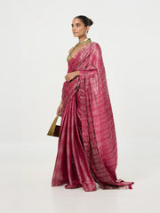 Handwoven Magenta Tissue Saree