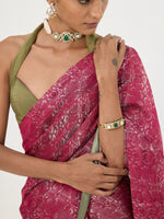 Handwoven Magenta Tissue Saree