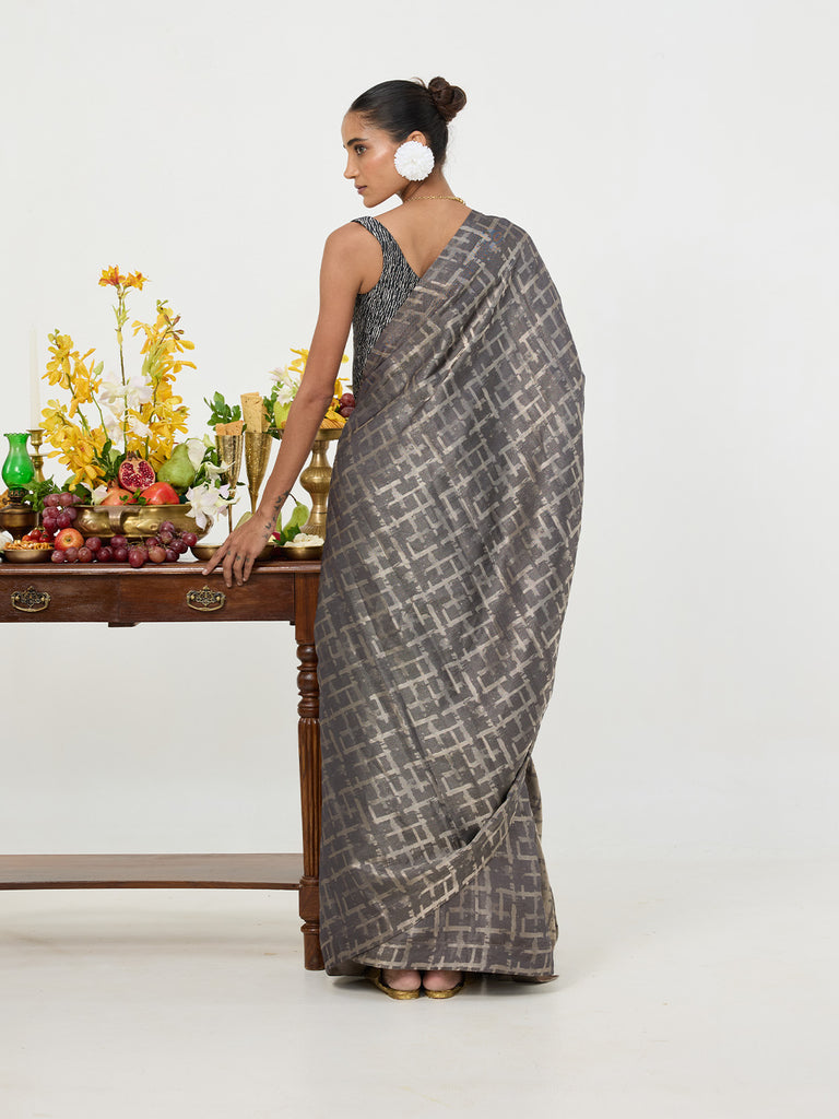 Handwoven Black Silk Saree