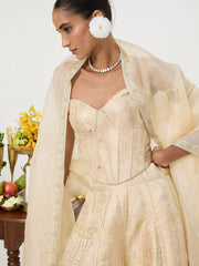 Handwoven Beige Banarasi Corset