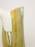 Handwoven Sea Green & Gold Striped Dupatta