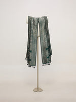 Handwoven Bottle Green Silk Emboss Dupatta
