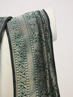 Handwoven Bottle Green Silk Emboss Dupatta