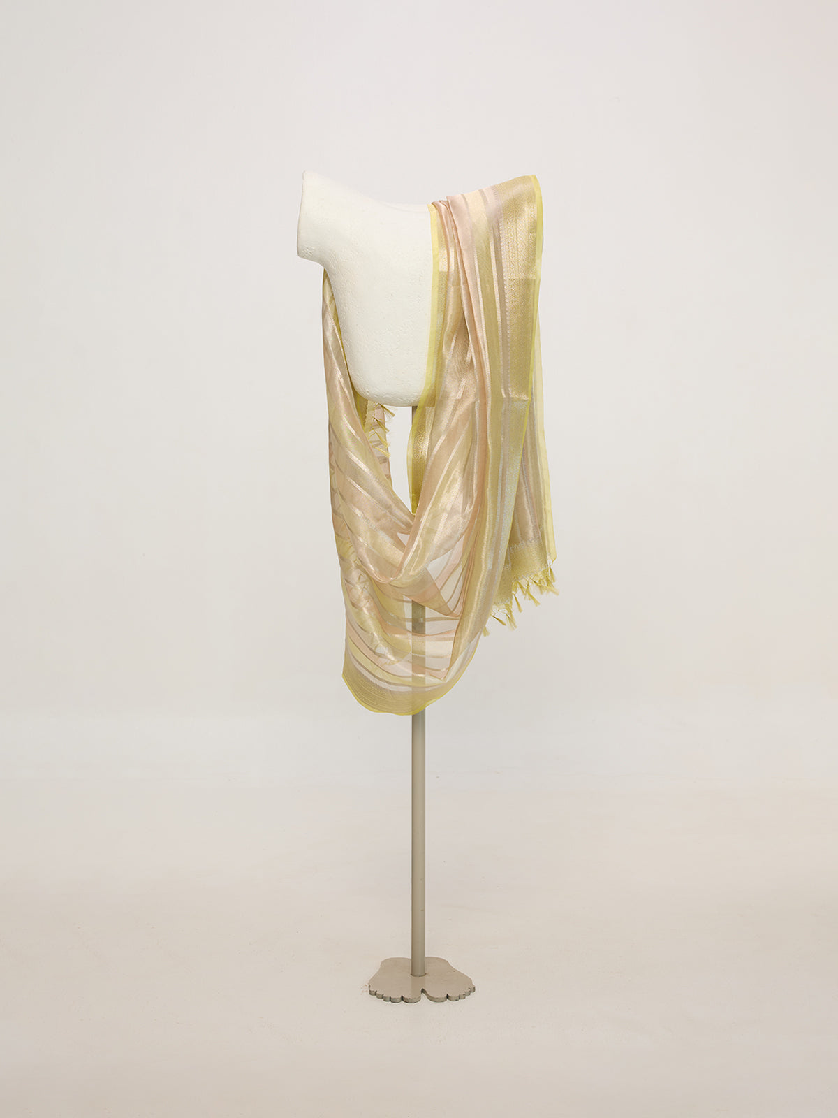 Handwoven Yellow & Gold Striped Dupatta