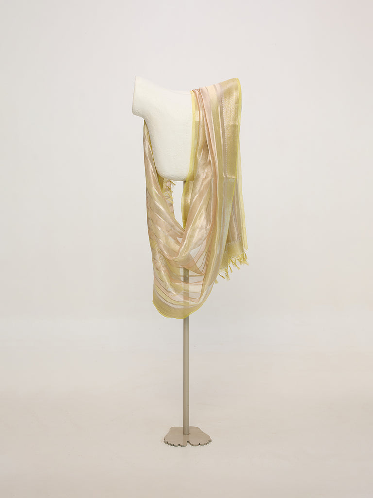 Handwoven Yellow & Gold Striped Dupatta