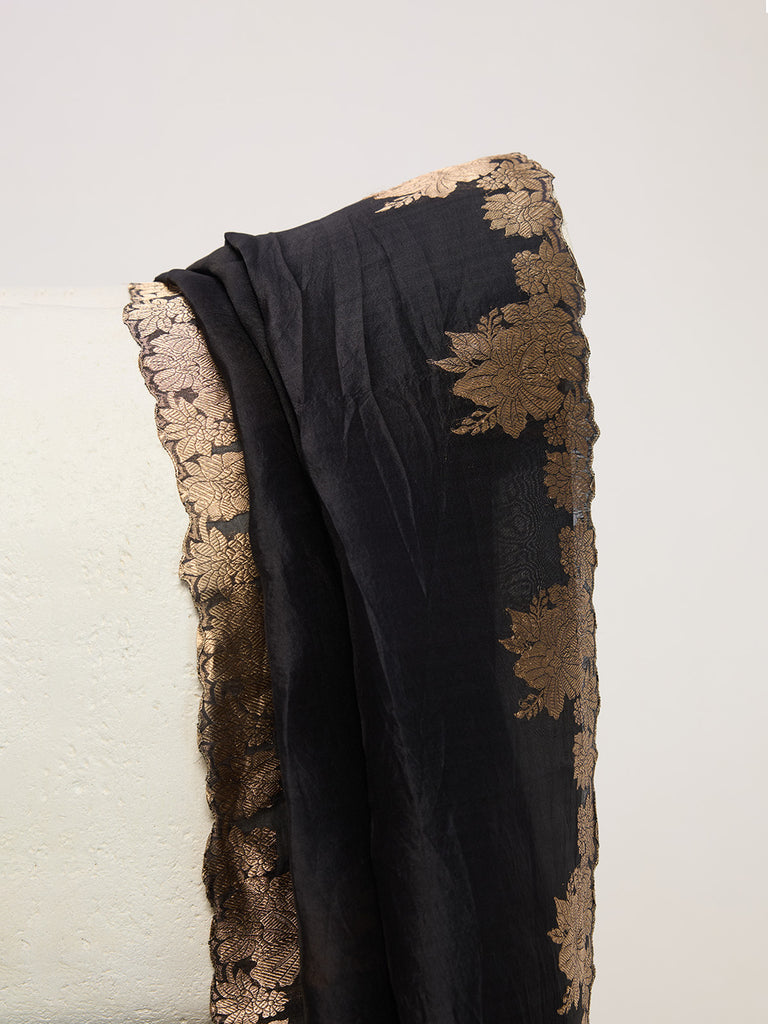 Handwoven Black & Gold Dupatta