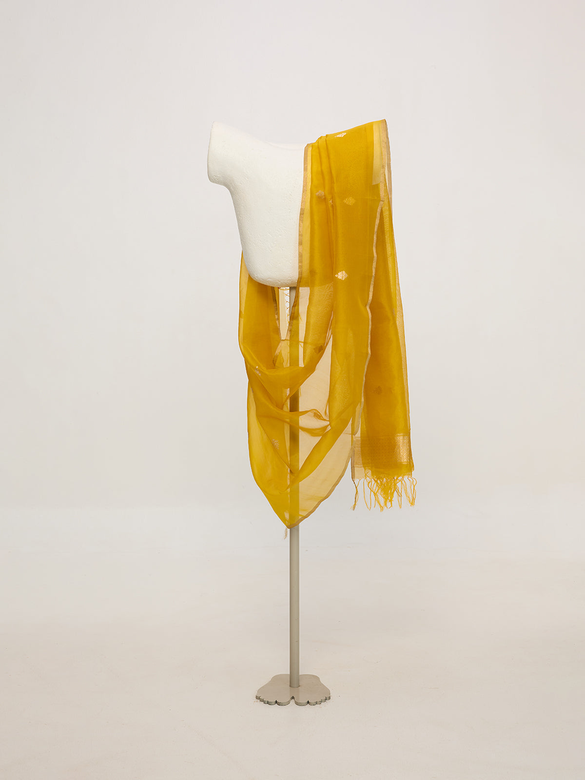 Handwoven Mustard Yellow Cutwork Dupatta
