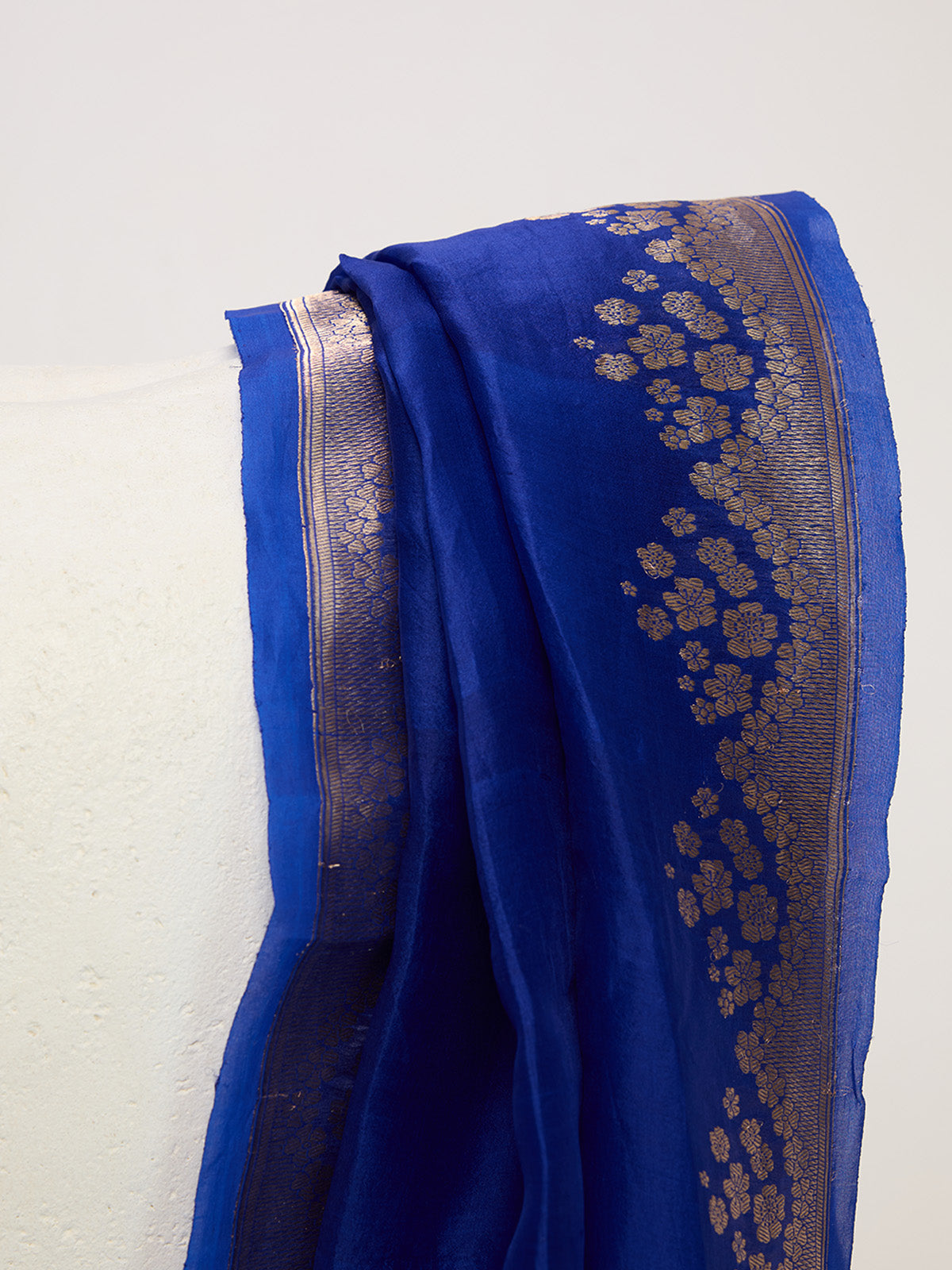 Handwoven Dark Blue & Gold Dupatta