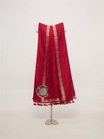 Handwoven Red Dupatta & Banarasi Belt Gift Set