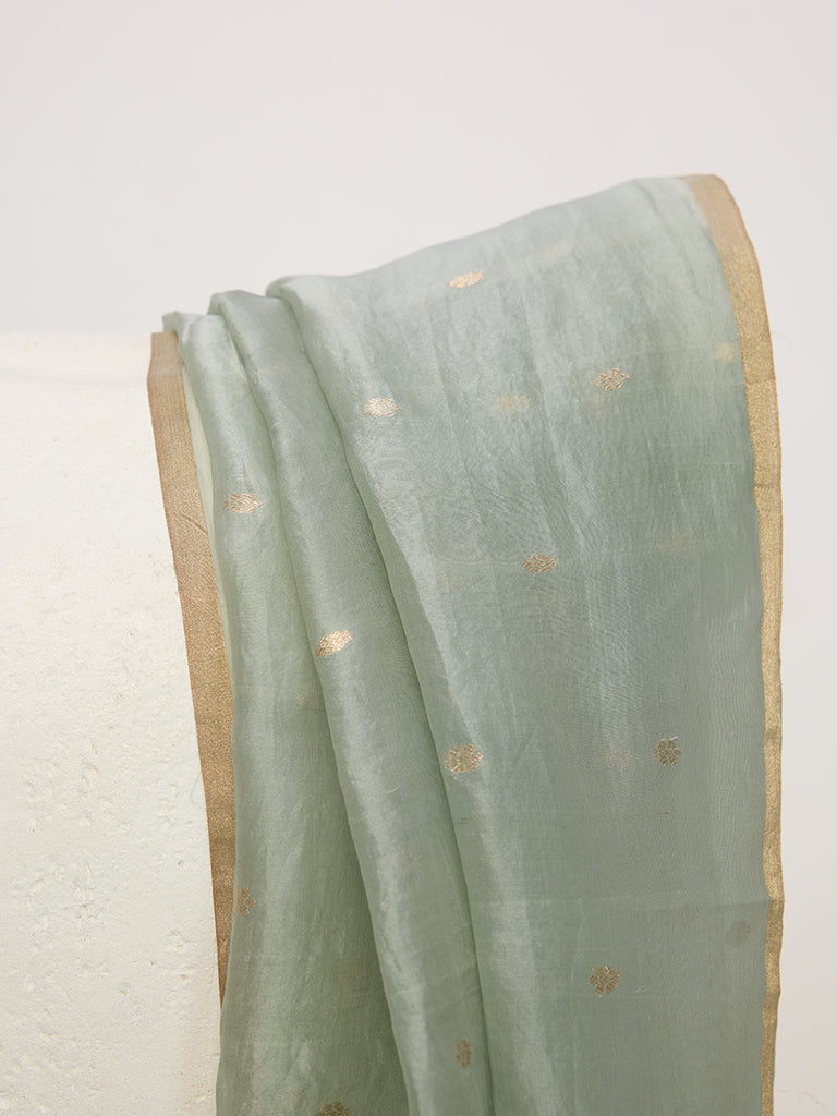 Handwoven Dusty Blue Cutwork Dupatta