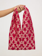 Deep Red Banarasi Potli Bag
