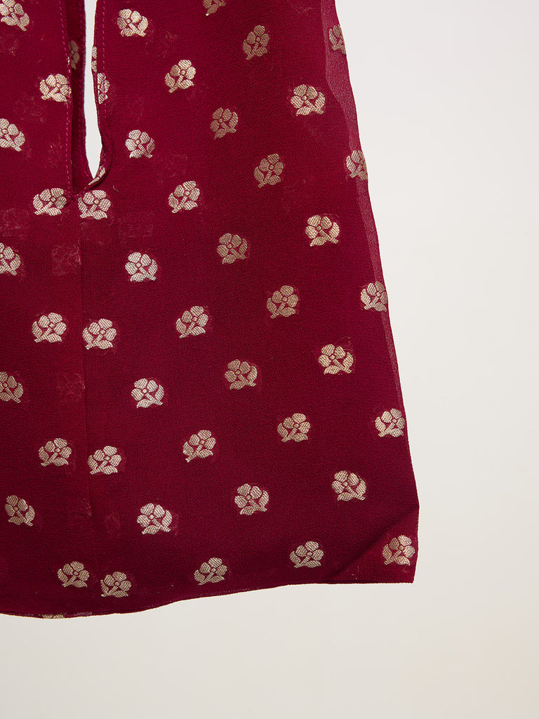 Maroon Banarasi Potli Bag