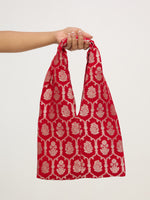 Crimson Red Banarasi Potli Bag