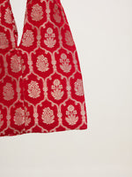 Crimson Red Banarasi Potli Bag