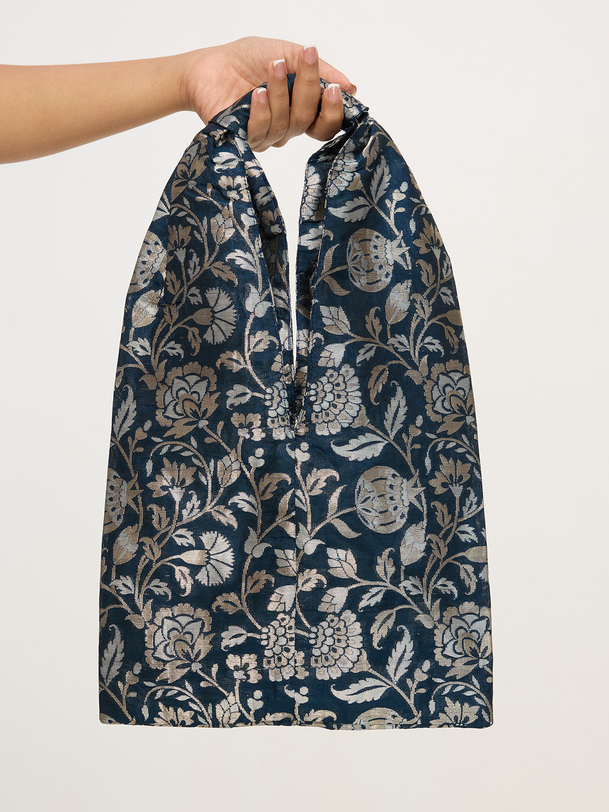 Blue & Gold Banarasi Potli Bag