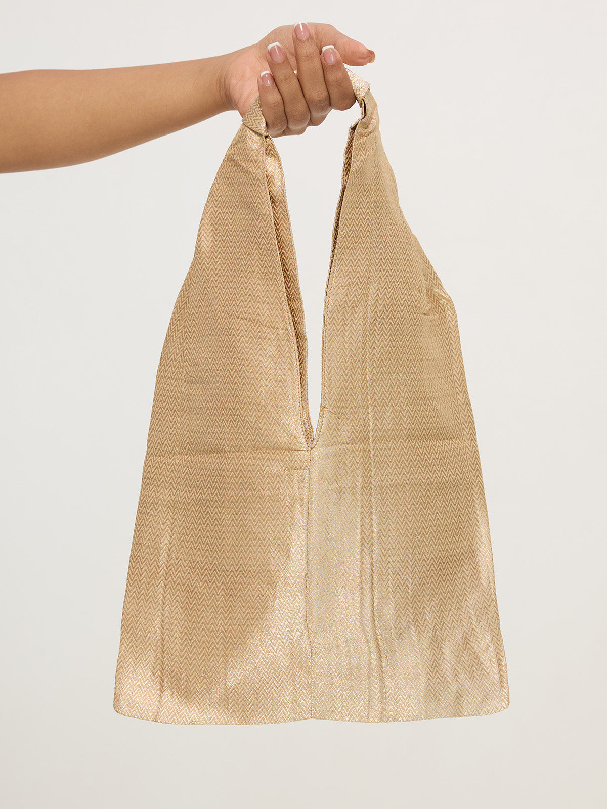 Pale Gold Banarasi Potli Bag