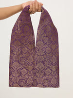 Deep Orchid Banarasi Potli Bag