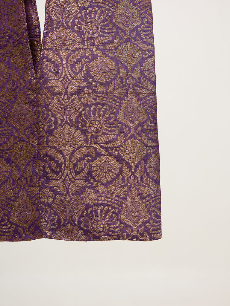 Deep Orchid Banarasi Potli Bag