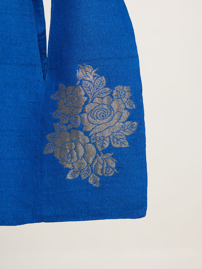 Dark Blue Banarasi Potli Bag