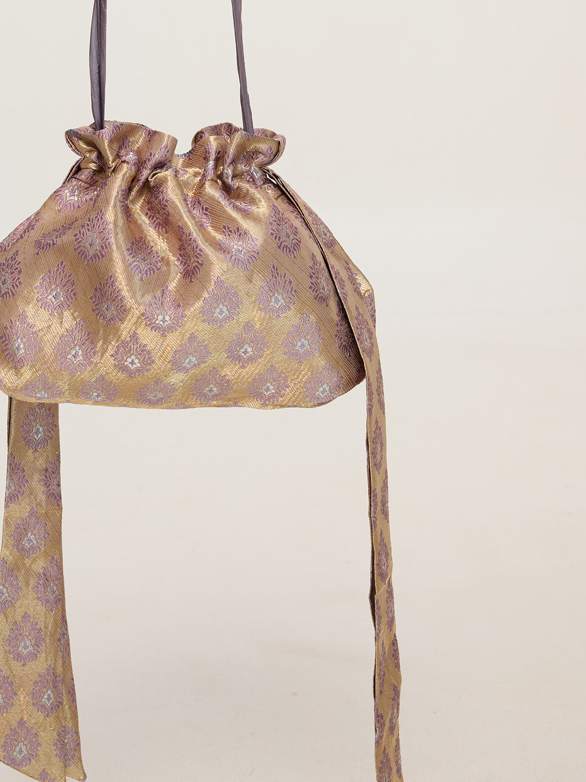 Champagne Gold Banarasi Potli Bag